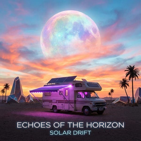 Dreamy electronic music with desert sunset atmosphere