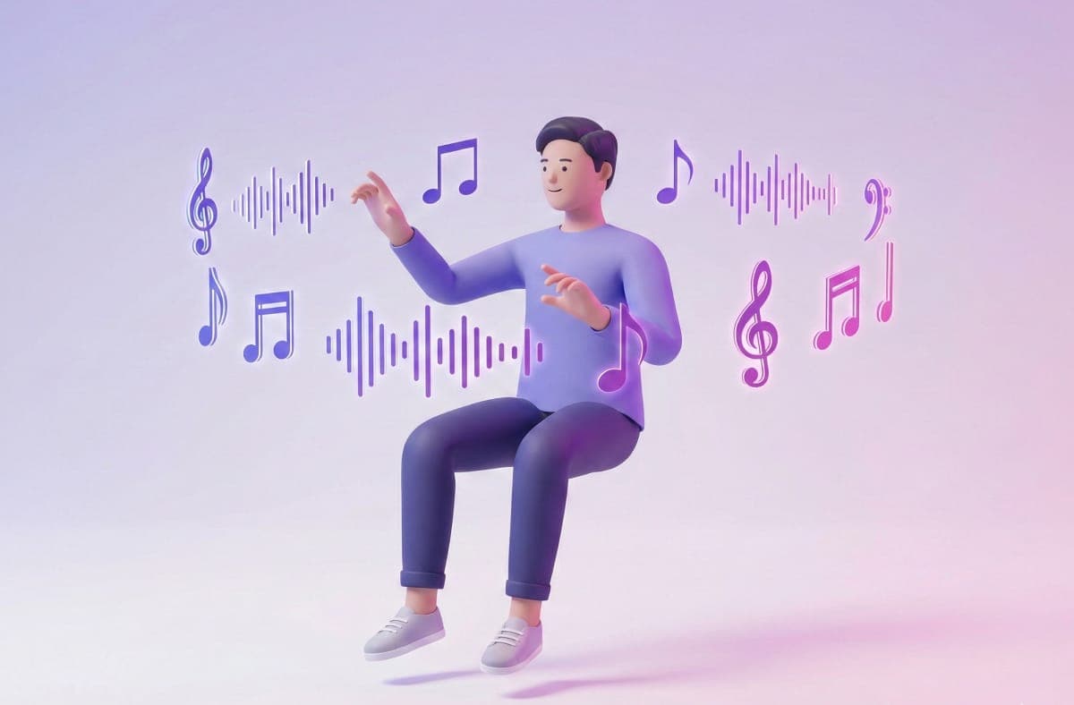 Easy music creation illustration showing AI transforming ideas into songs