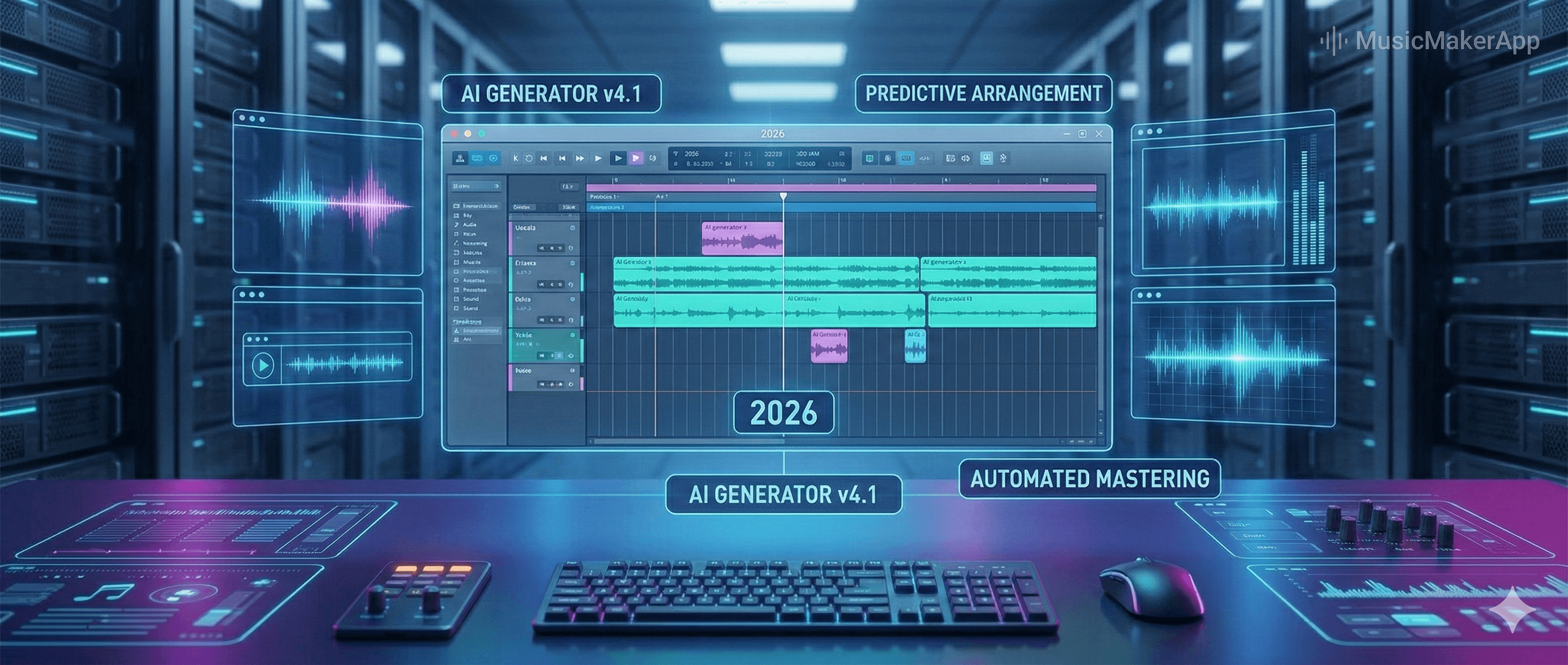 AI music production tools 2026: workflow from stem splitting and AI sketchpads to DAW—producers cutting friction with MusicMakerApp Creation Lab.